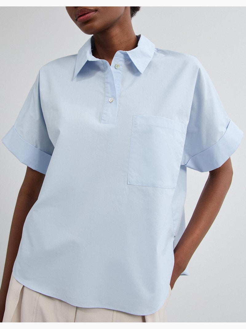Poplin-shirt, MO Fashion Blauw - Kiabi