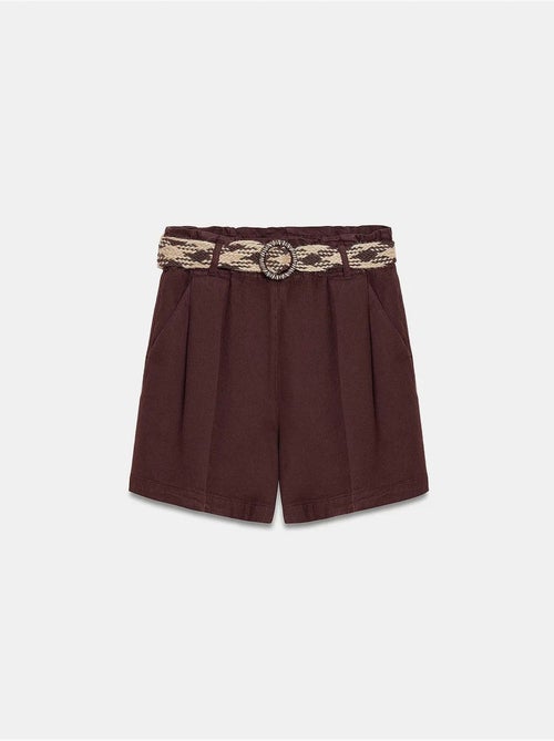 Poplin short met hoge taille en ceintuur dilvin - Kiabi Poplin short met hoge taille en ceintuur dilvin - Kiabi
