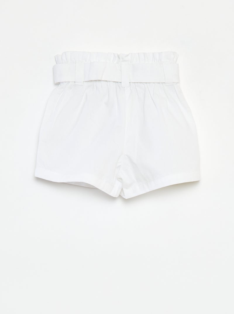 Poplin short met riem wit - Kiabi