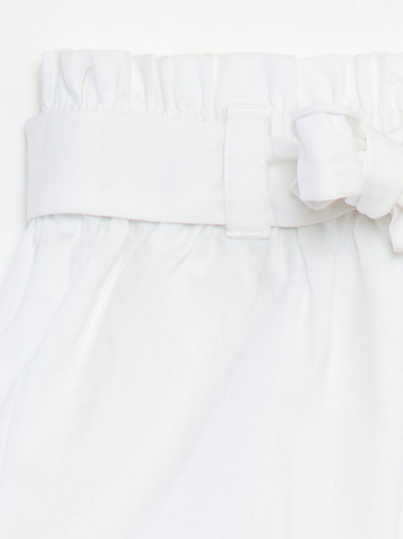 Poplin short met riem wit - Kiabi