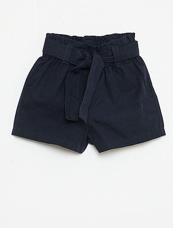Poplin short met strikceintuur