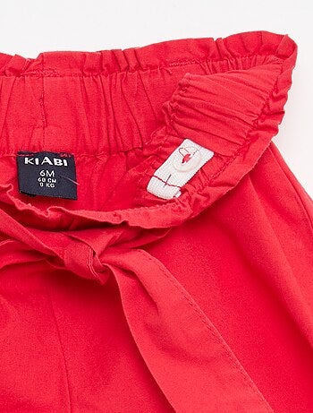 Poplin short met strikceintuur
