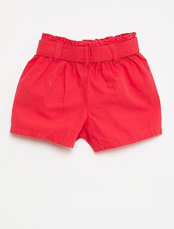 Poplin short met strikceintuur
