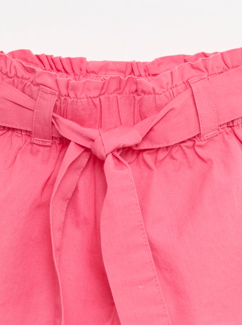 Poplin short met strikceintuur Rose - Kiabi