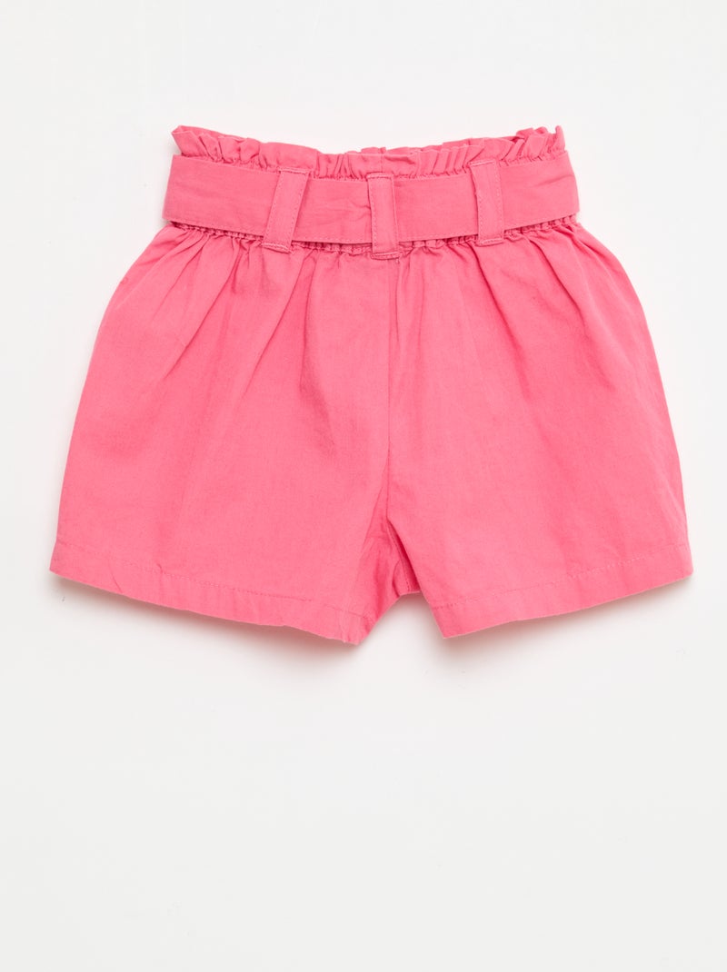 Poplin short met strikceintuur Rose - Kiabi