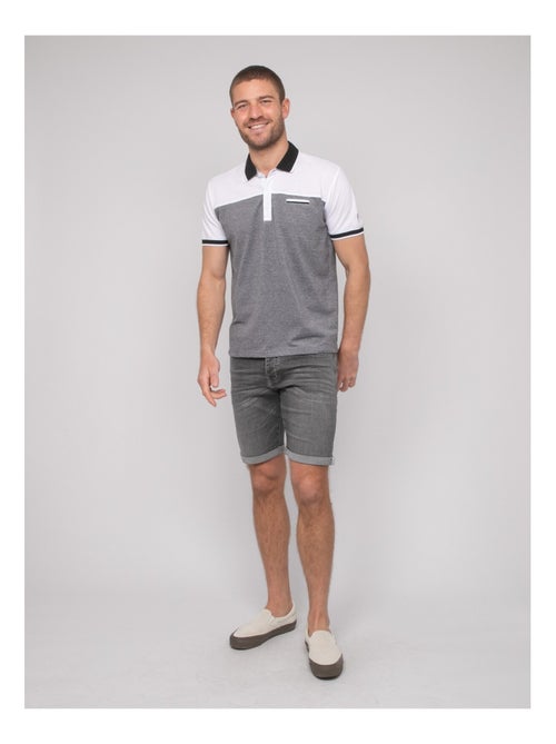 Poplino tweekleurig katoenen poloshirt met korte mouwen - Kiabi