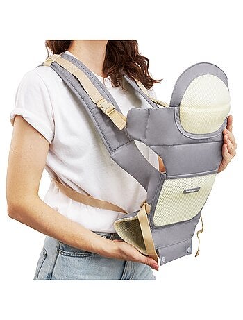Porte bébé ergonomique bébé 0-36 mois, 15kg max, ceinture 3 points d'appui épaules, taille, hanches