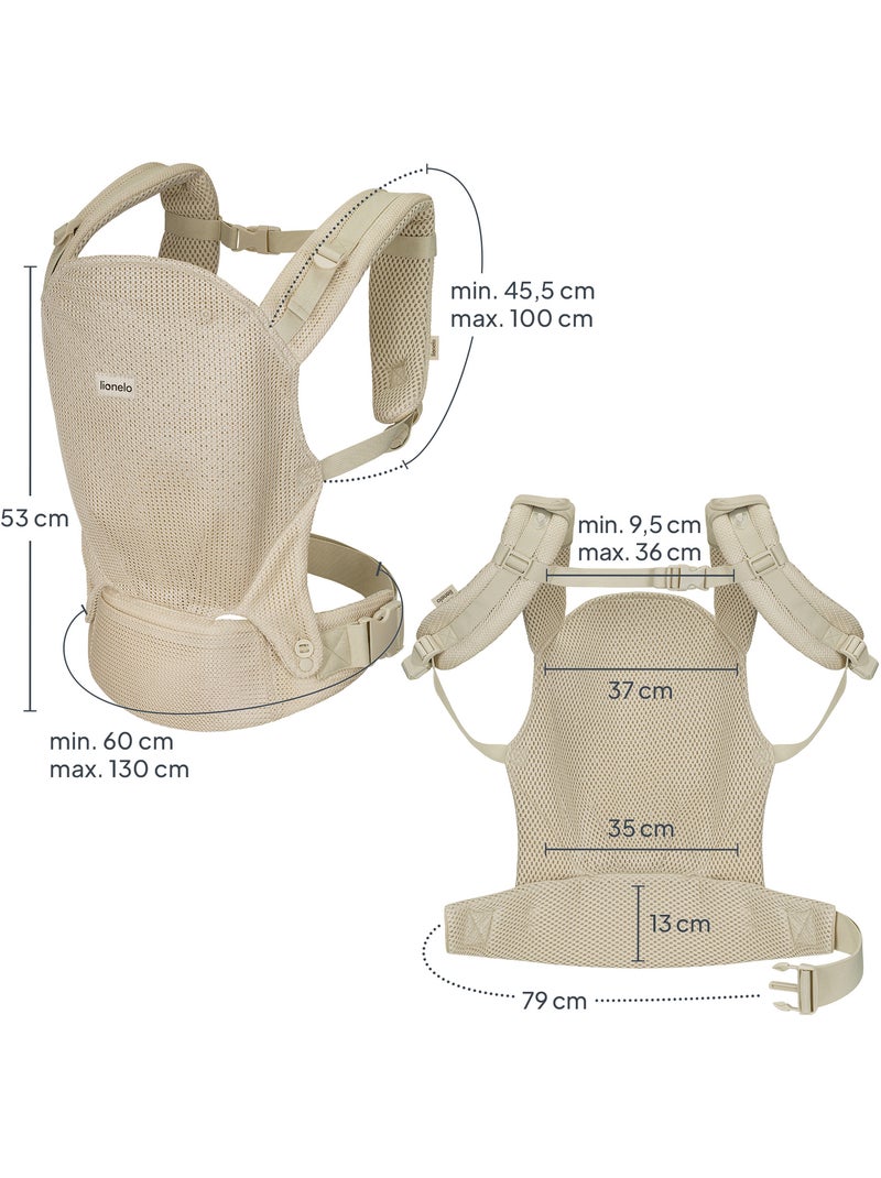Porte bébé LIONELO Margareet Air - Circulation d’air - 3 positions de portage - Capuche supplémentai Beige - Kiabi