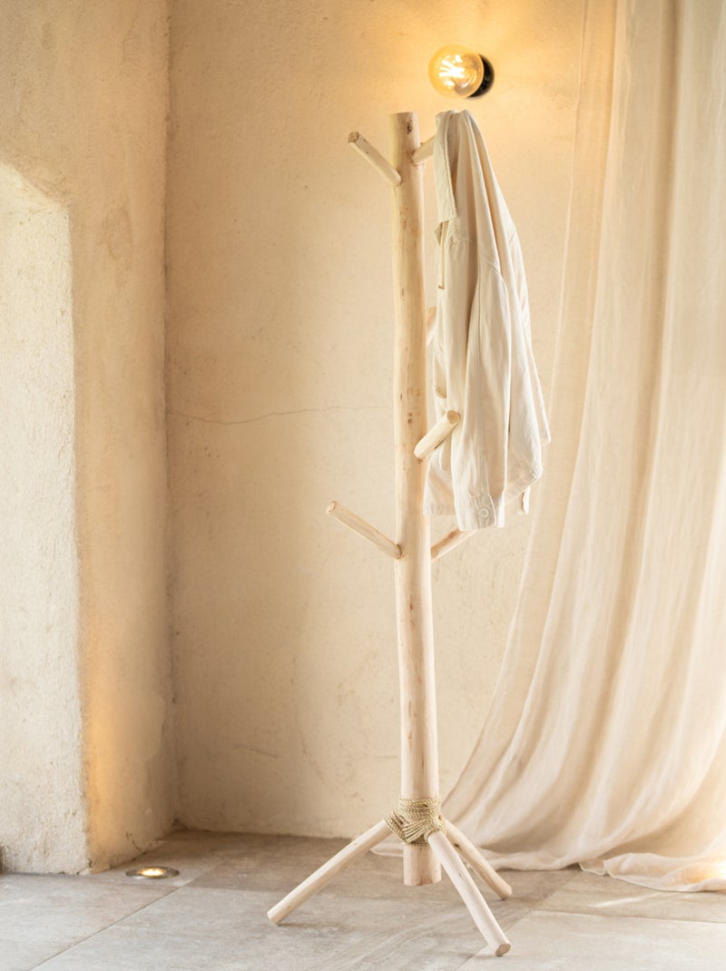 Porte manteaux bois naturel sur trépied Beige - Kiabi