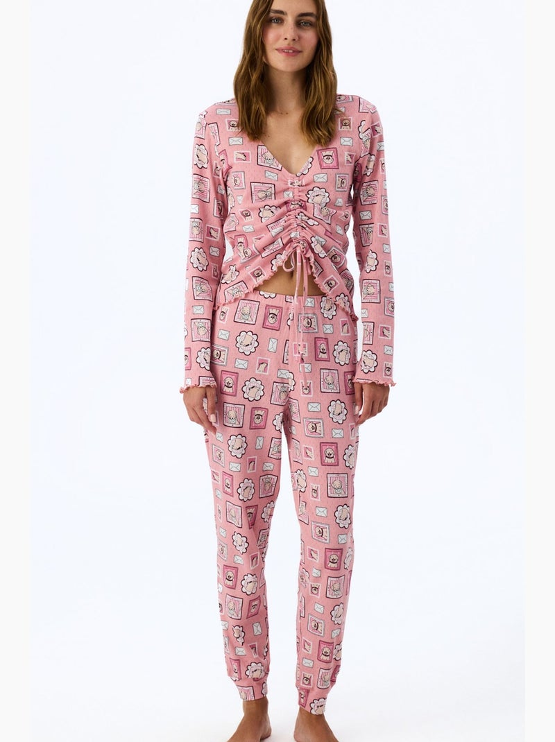 Postcard pointel pyjamabroek penti Roze - Kiabi