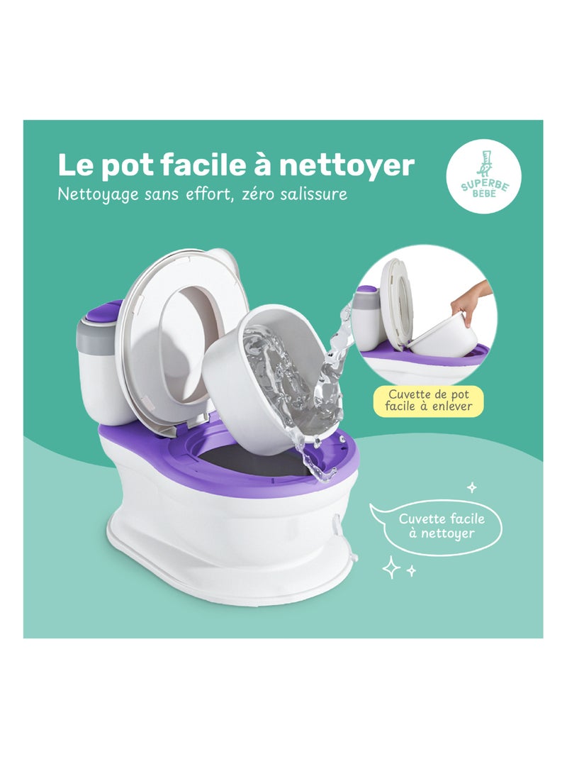 Pot réaliste pour apprentissage de la propreté - avec son | SUPERBE BEBE Violet - Kiabi