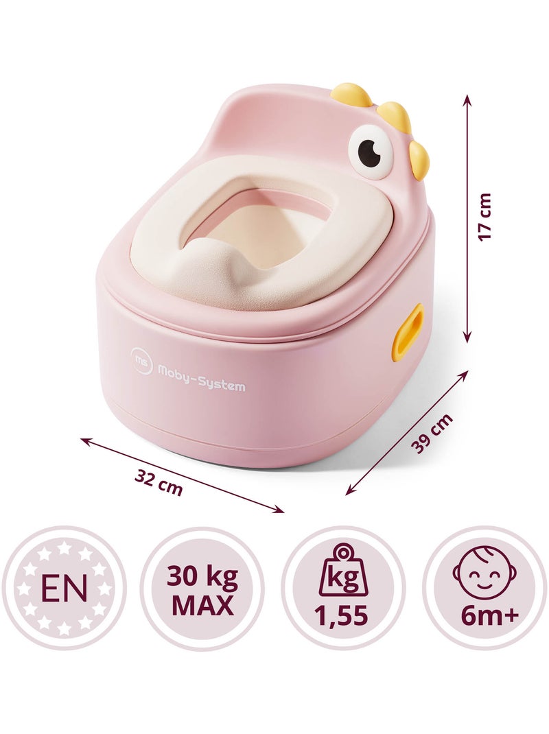 Potty chick roze 3-in-1 plassetje met wc-verkleiner en opstapje moby-system Roze - Kiabi
