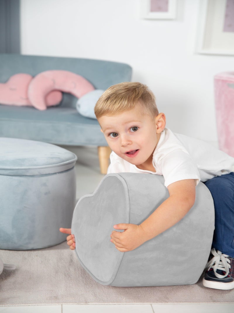 Pouf coeur en velours doux pour enfant - ROBA 'lil sofa' Gris - Kiabi