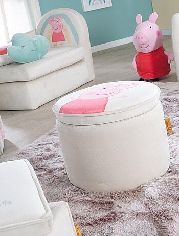 Pouf coffre bébé rond en velours 'Roba Peppa Pig'
