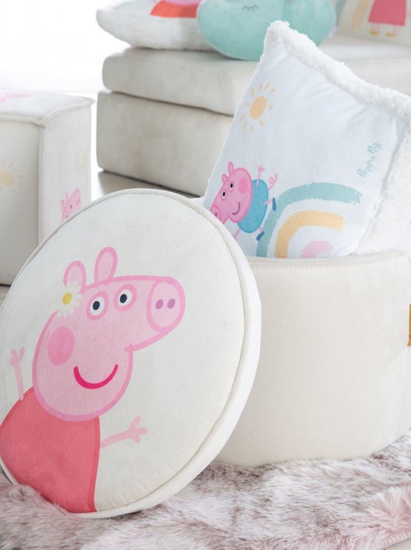 Pouf coffre bébé rond en velours 'Roba Peppa Pig' Beige - Kiabi