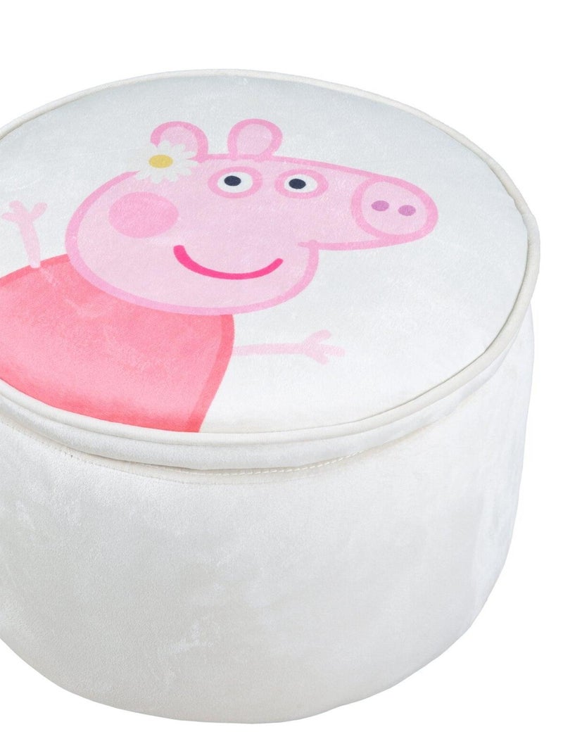 Pouf coffre bébé rond en velours 'Roba Peppa Pig' Beige - Kiabi