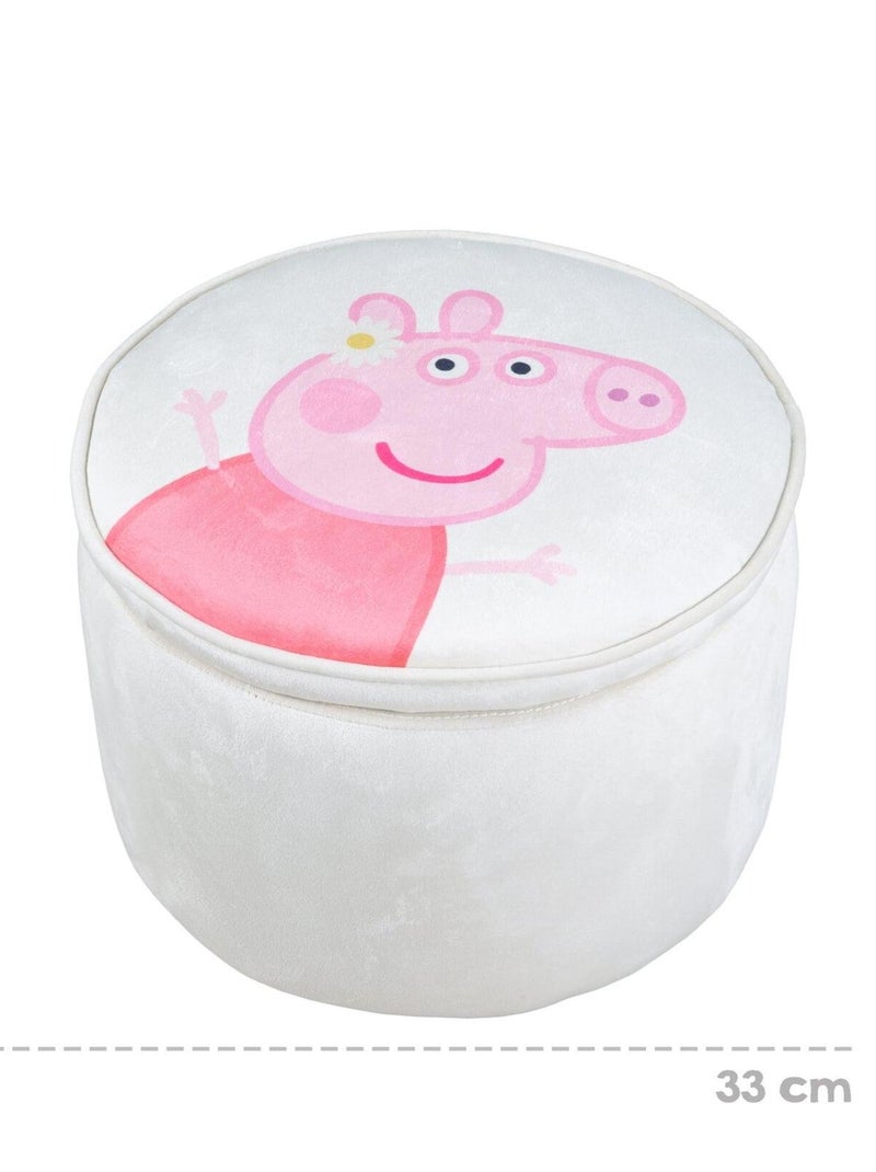 Pouf coffre bébé rond en velours 'Roba Peppa Pig' Beige - Kiabi