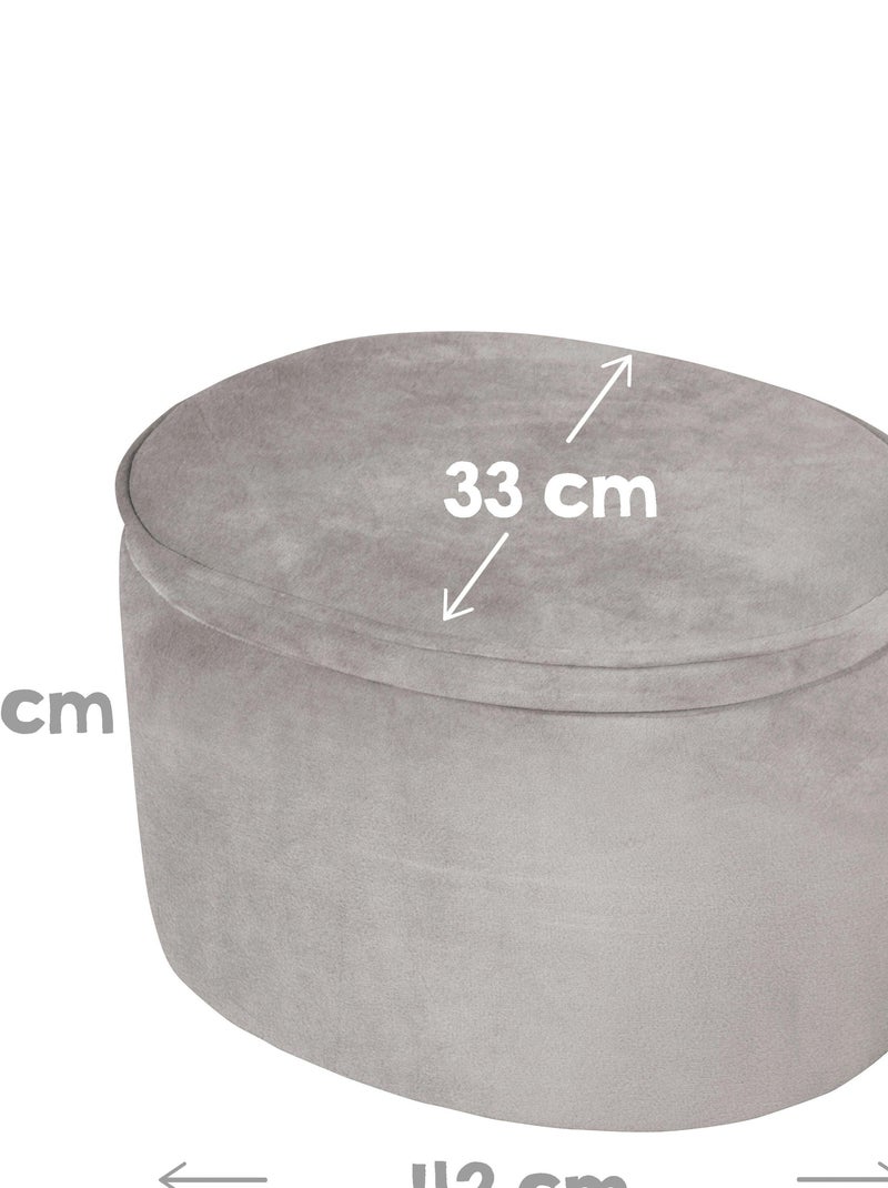 Pouf coffre ovale en velours - ROBA 'lil sofa' Gris - Kiabi
