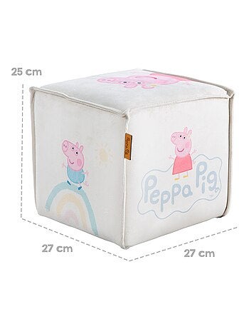 Pouf cube en velours doux pour enfant 'Roba Peppa Pig'