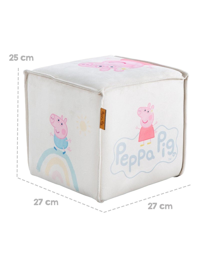 Pouf cube en velours doux pour enfant 'Roba Peppa Pig' Beige - Kiabi