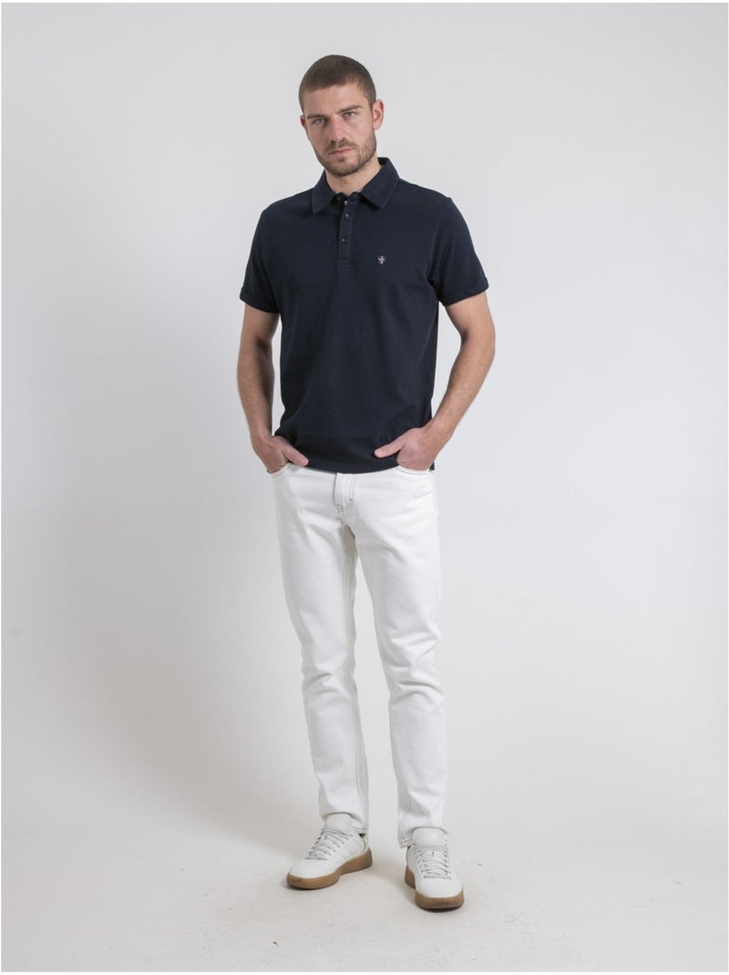 Pouloan poloshirt met korte mouwen van puur katoen Marineblauw - Kiabi