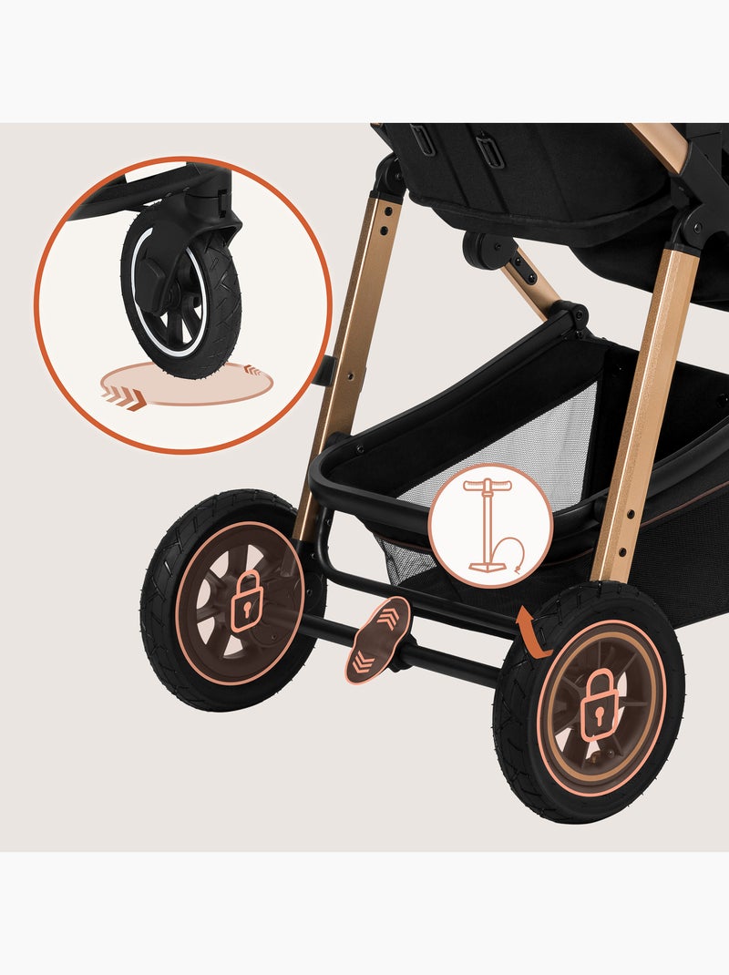 Poussette 2 en 1 LIONELO Amber - Pack poussette, Nacelle, Sac et Accessoires - Jusqu'à 22kg Noir - Kiabi