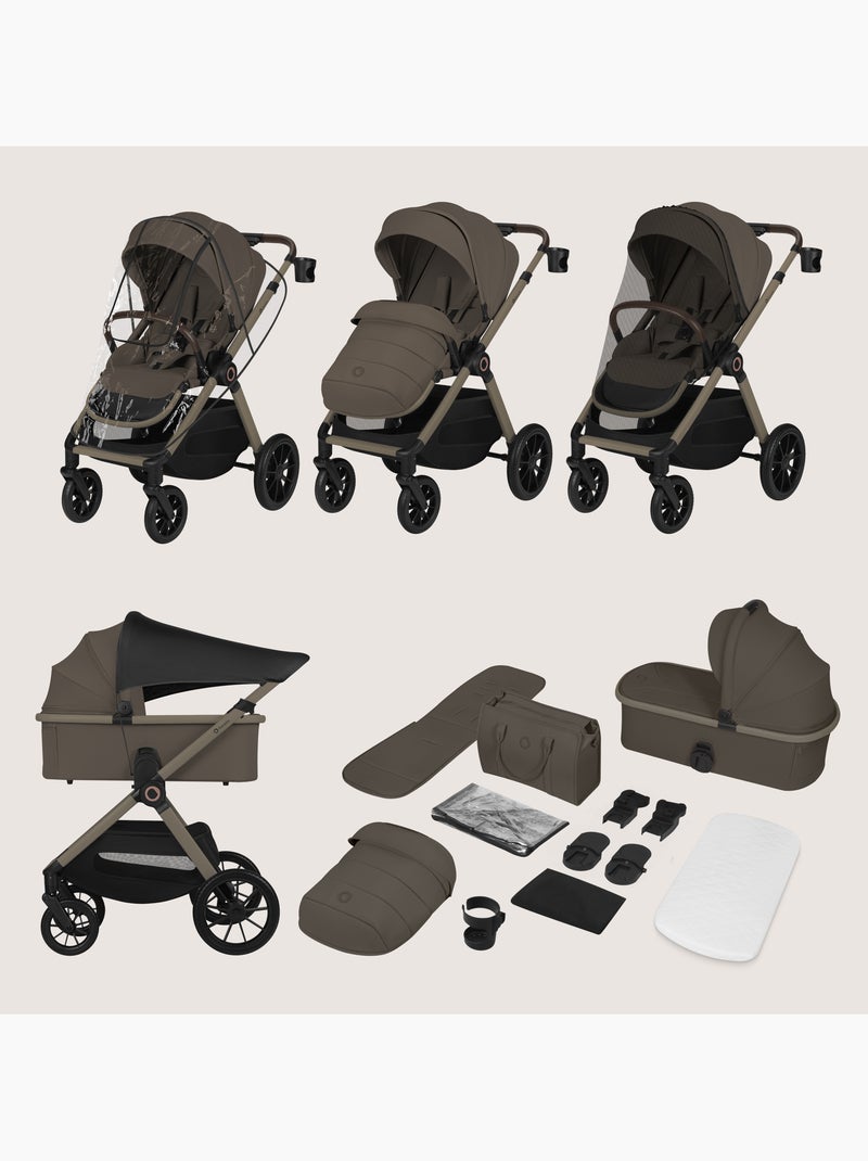 Poussette 2en1 LIONELO Layla - Pack poussette, Nacelle et Accessoires -  Jusqu'à 22kg Marron chocolat - Kiabi