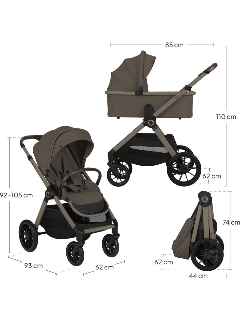 Poussette 2en1 LIONELO Layla - Pack poussette, Nacelle et Accessoires -  Jusqu'à 22kg Marron chocolat - Kiabi