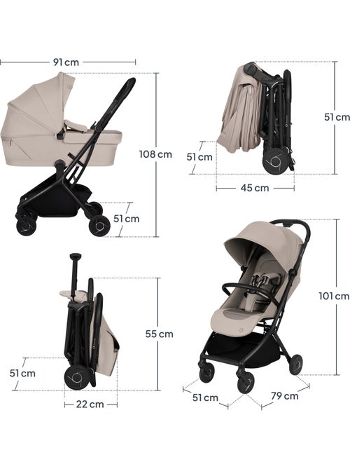 Poussette 2en1 LIONELO Sia - Ultra légère - Pack compacte - Nacelle - Habillage pluie - Moustiquaire - Kiabi Poussette 2en1 LIONELO Sia - Ultra légère - Pack compacte - Nacelle - Habillage pluie - Moustiquaire - Kiabi