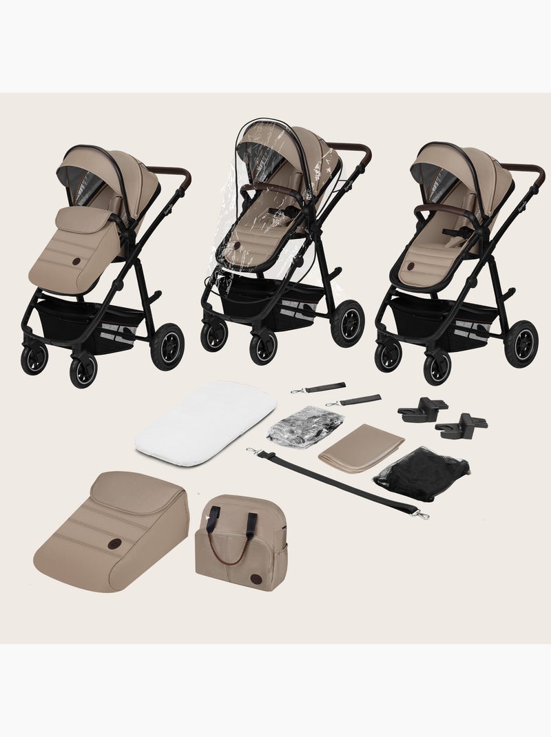 Poussette 3en1 LIONELO Amber - 0-22kg - Pack poussette, Nacelle, Cosi, Sac et accessoires Beige - Kiabi