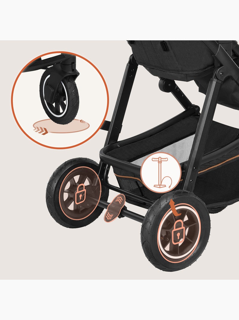 Poussette 3en1 LIONELO Amber - 0-22kg - Pack poussette, Nacelle, Cosi, Sac et accessoires Gris foncé - Kiabi