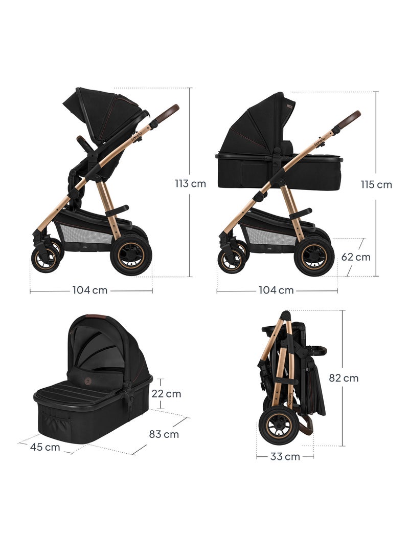 Poussette 3en1 LIONELO Amber - 0-22kg - Pack poussette, Nacelle, Cosi, Sac et accessoires Noir - Kiabi