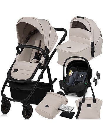 Poussette 3en1 LIONELO Amber Plus - Pack poussette, Nacelle, Siege auto, Sac et Accessoires