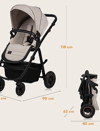 Poussette 3en1 LIONELO Amber Plus - Pack poussette, Nacelle, Siege auto, Sac et Accessoires