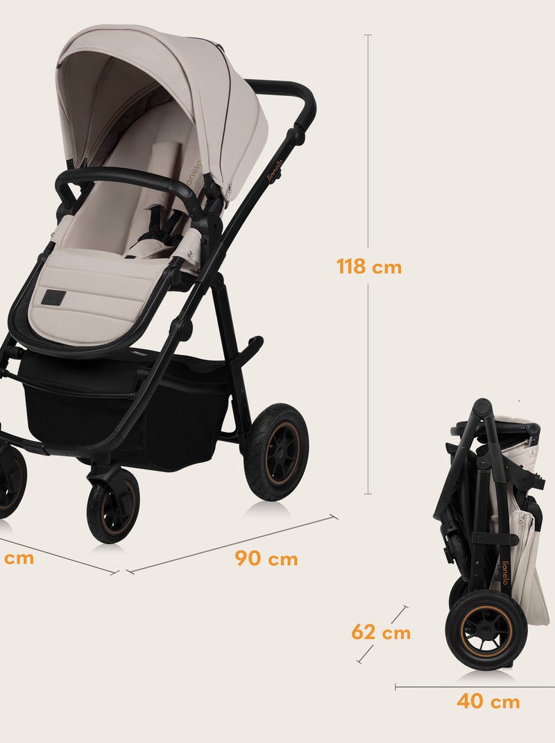 Poussette 3en1 LIONELO Amber Plus - Pack poussette, Nacelle, Siege auto, Sac et Accessoires Beige - Kiabi