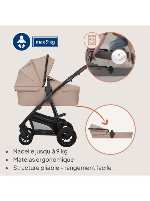 Poussette 4en1 LIONELO Bianka - Poussette + Nacelle + Siège-auto + Base ISOFIX 180° - Kiabi