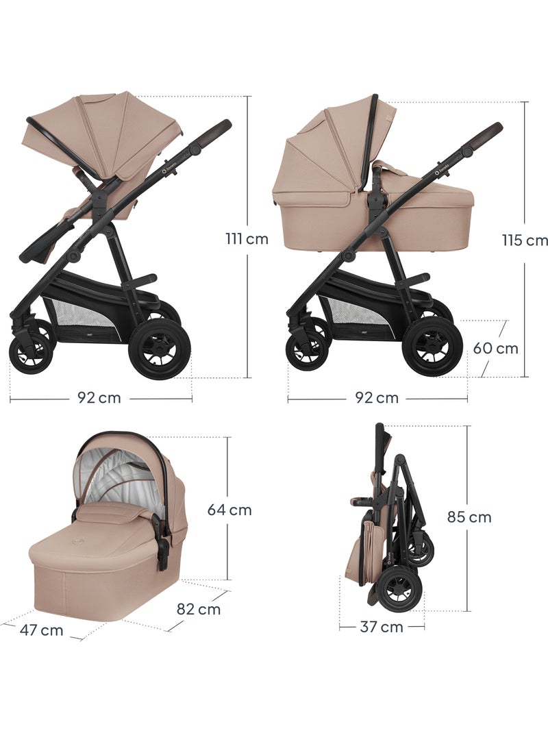 Poussette 4en1 LIONELO Bianka - Poussette + Nacelle + Siège-auto + Base ISOFIX 180° Beige naturel - Kiabi