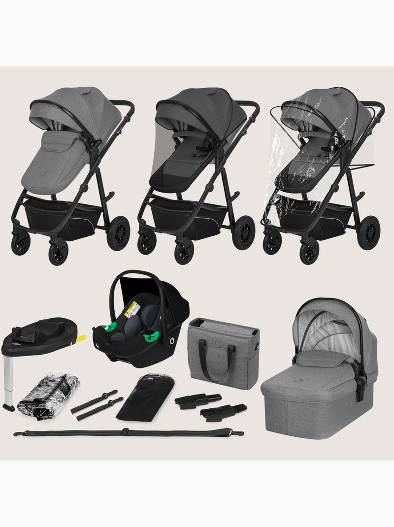 Poussette 4en1 LIONELO Bianka - Poussette + Nacelle + Siège-auto + Base ISOFIX 180° Gris - Kiabi