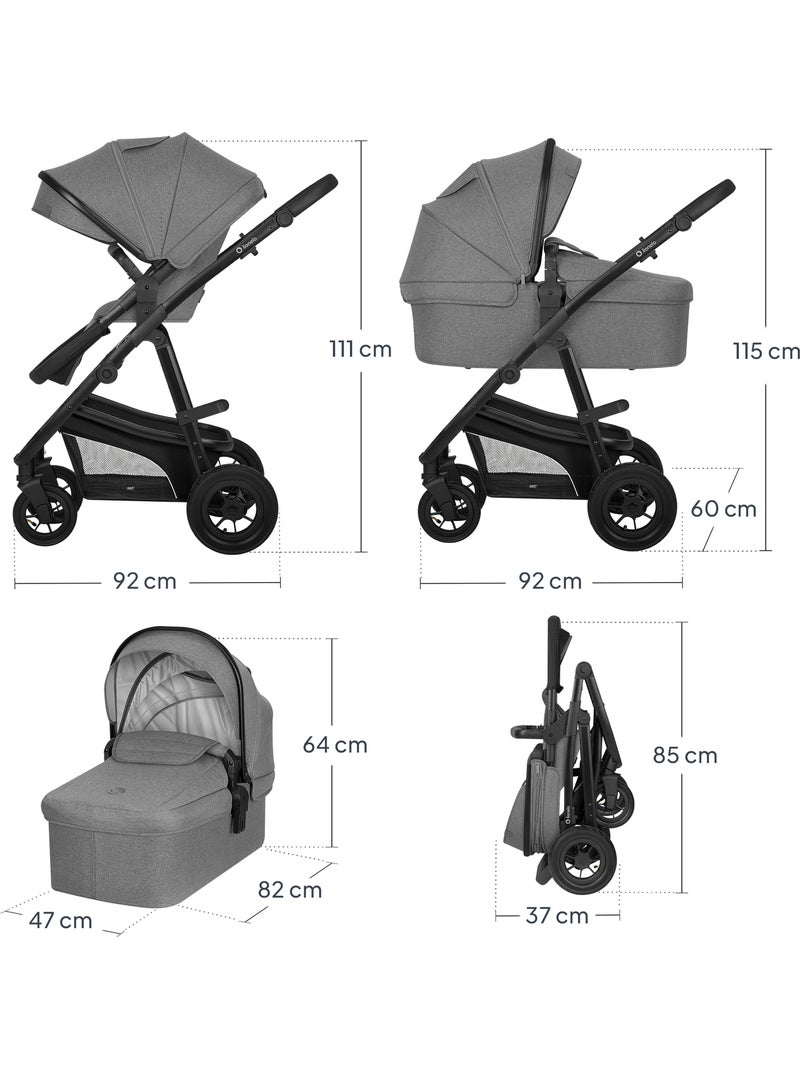 Poussette 4en1 LIONELO Bianka - Poussette + Nacelle + Siège-auto + Base ISOFIX 180° Gris - Kiabi