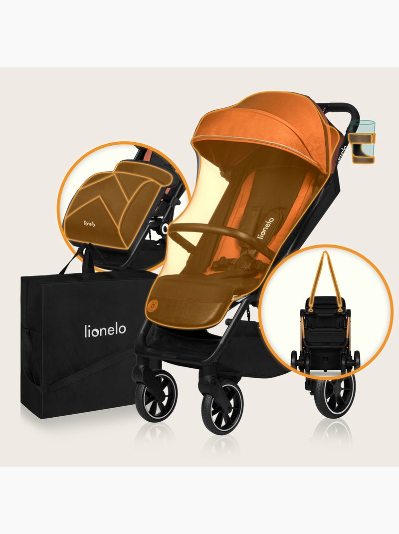 Poussette canne compacte LIONELO Cloe - Légère & pliable - Légère & pliable - Jusqu'à 22 Kg Noir Orange Noir - Kiabi