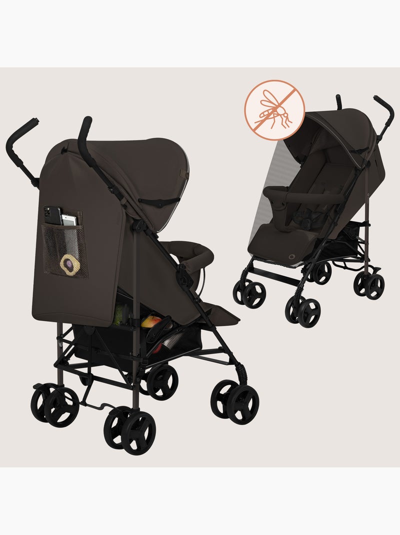 Poussette canne compacte LIONELO Elia - Légère - 6-36 mois - Moustiquaire incluse Marron - Kiabi