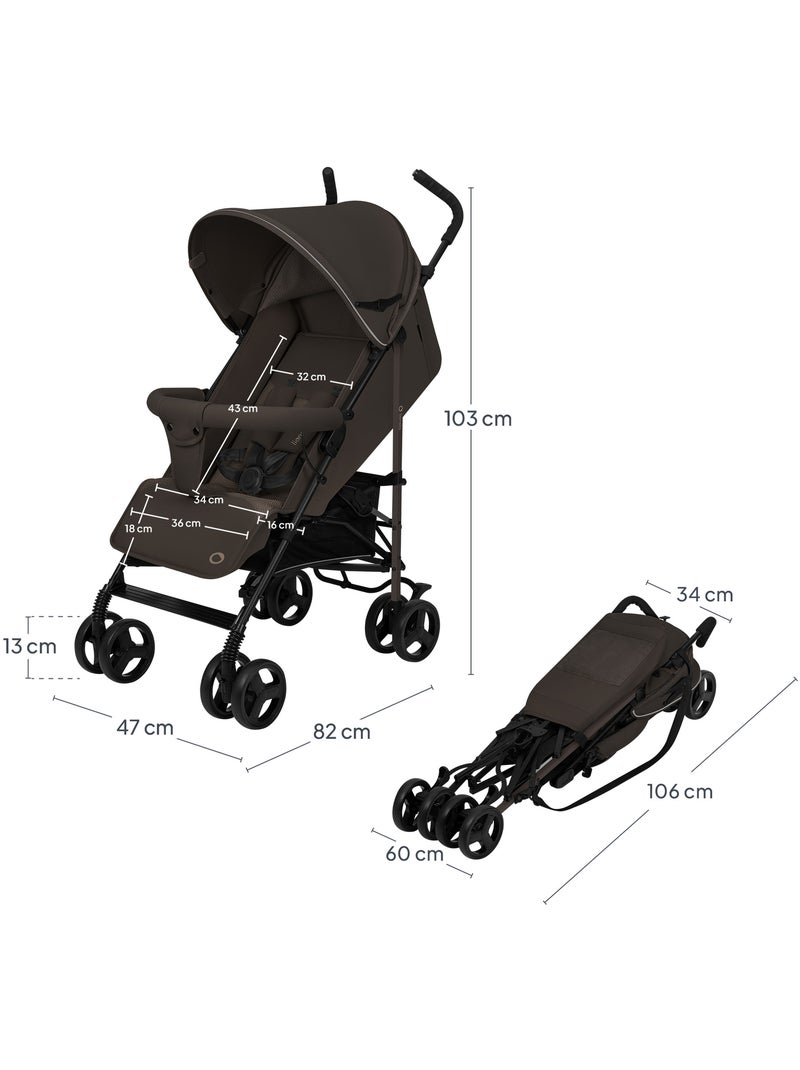 Poussette canne compacte LIONELO Elia - Légère - 6-36 mois - Moustiquaire incluse Marron - Kiabi