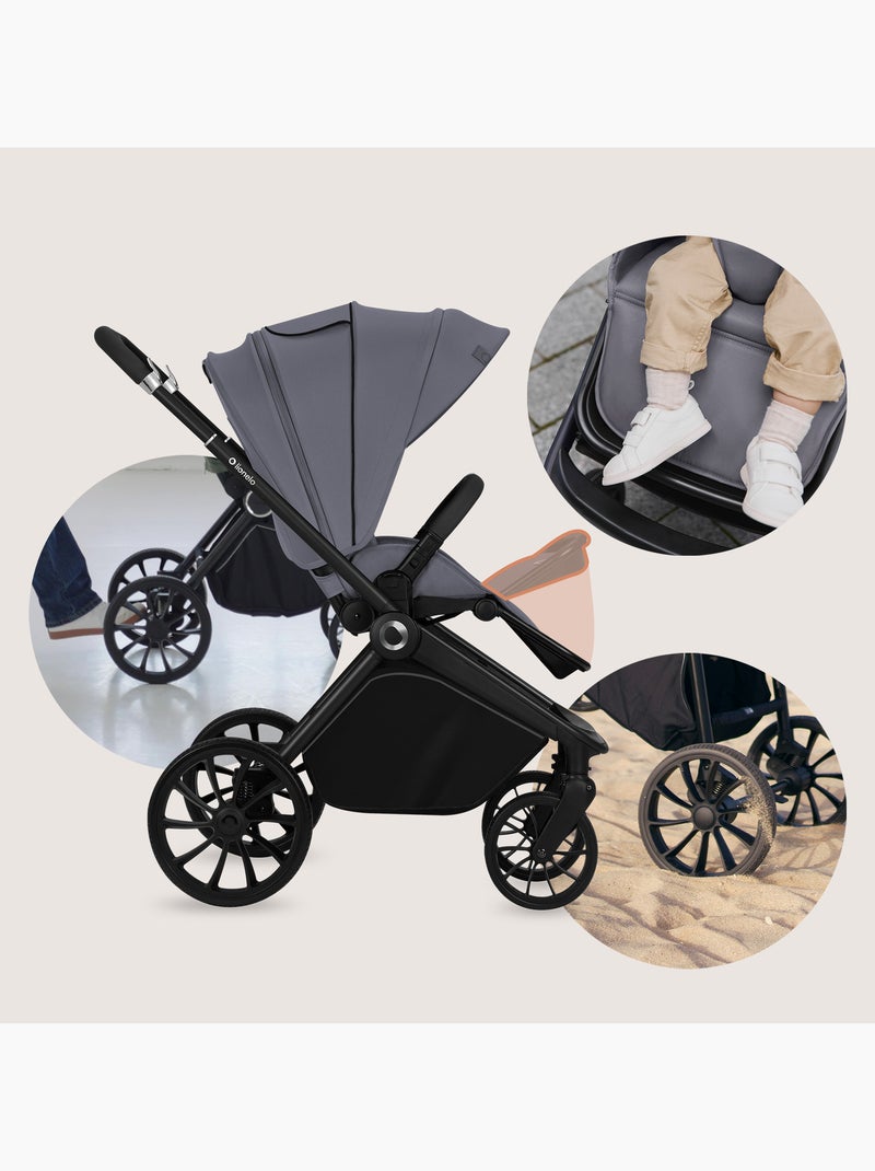 Poussette canne compacte LIONELO Mika Plus - Jusqu'à 22 kg - Légère & pliable - Accessoires Gris - Kiabi