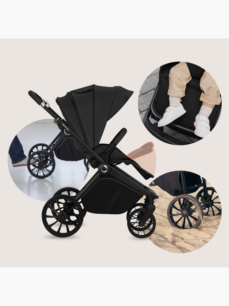 Poussette canne compacte LIONELO Mika Plus - Jusqu'à 22 kg - Légère & pliable - Accessoires Noir - Kiabi
