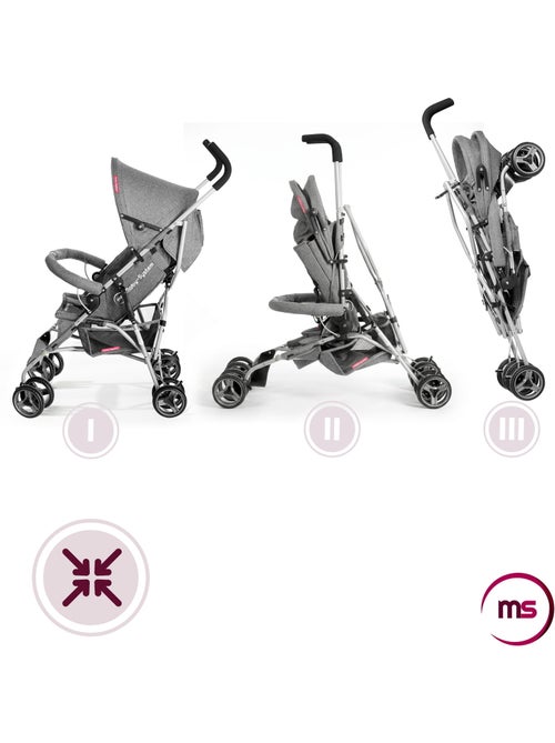 Poussette canne pliante légère barton gray moby-system, 5,5 kg - Kiabi
