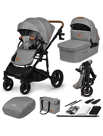 Poussette combinée 2en1 Lionelo Mari Tour - Grandes roues - Housse de pluie et plus