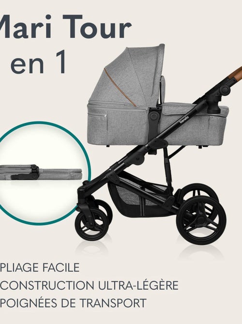 Poussette combinée 2en1 Lionelo Mari Tour - Grandes roues - Housse de pluie et plus - Kiabi Poussette combinée 2en1 Lionelo Mari Tour - Grandes roues - Housse de pluie et plus - Kiabi
