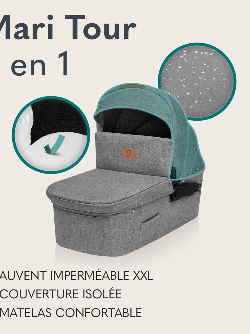 Poussette combinée 2en1 Lionelo Mari Tour - Grandes roues - Housse de pluie et plus Gris - Kiabi