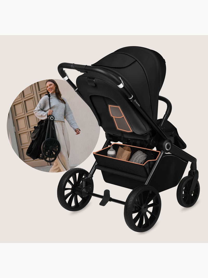 Poussette combinée 2en1 LIONELO Mika Plus - Pack poussette, Nacelle - Accessoires Noir - Kiabi