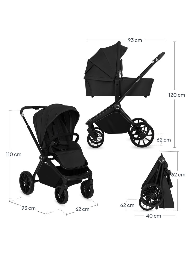 Poussette combinée 2en1 LIONELO Mika Plus - Pack poussette, Nacelle - Accessoires Noir - Kiabi